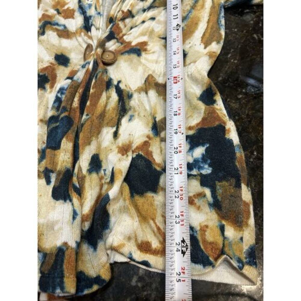 Nic + Zoe Watercolor Print Linen Blend Cardigan‎ Sz S Boho Chic Artsy - Picture 9 of 9